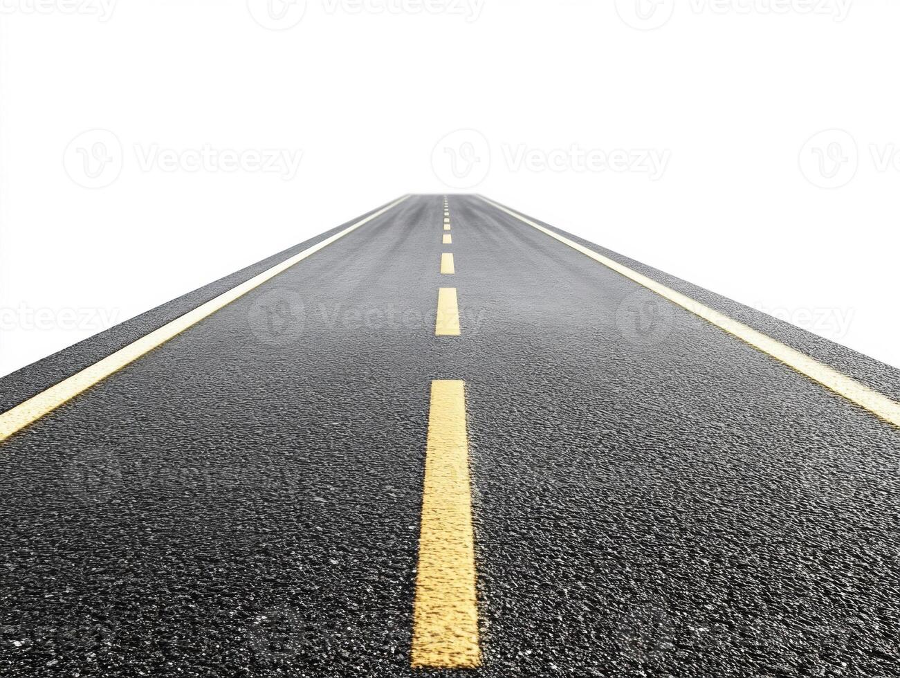 Long empty road stretching towards a distant horizon in daylight photo
