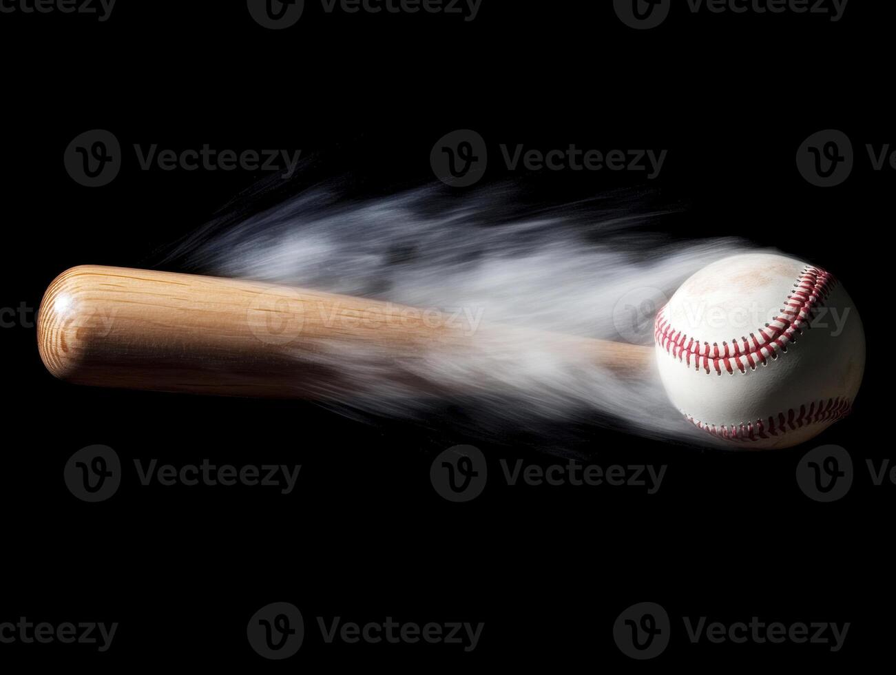Baseball colliding with bat during dynamic swing motion photo