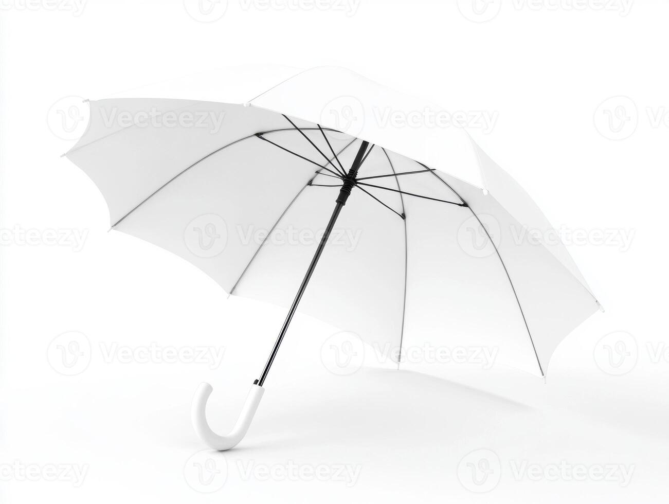 White umbrella showcased against a minimalistic background photo
