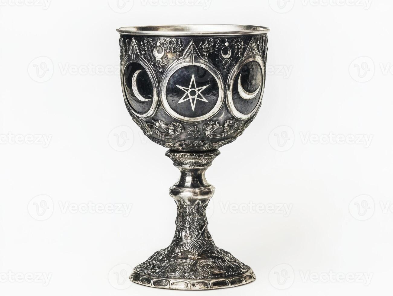 Decorative goblet featuring celestial motifs and intricate designs photo