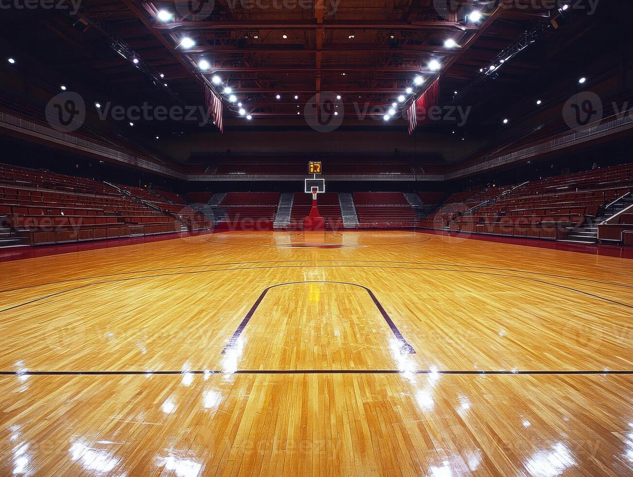 Basketball court ready for the big game at the arena photo