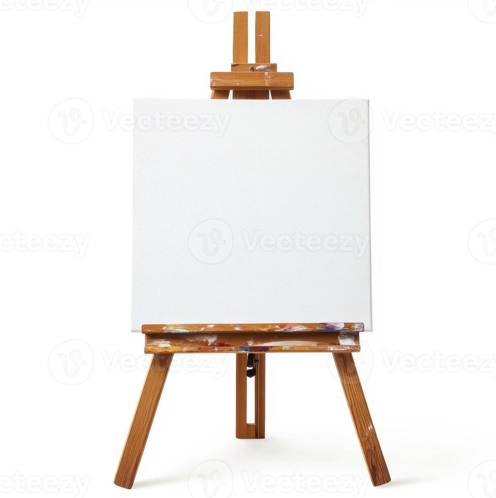 Blank canvas set on an easel ready for creativity in a studio photo
