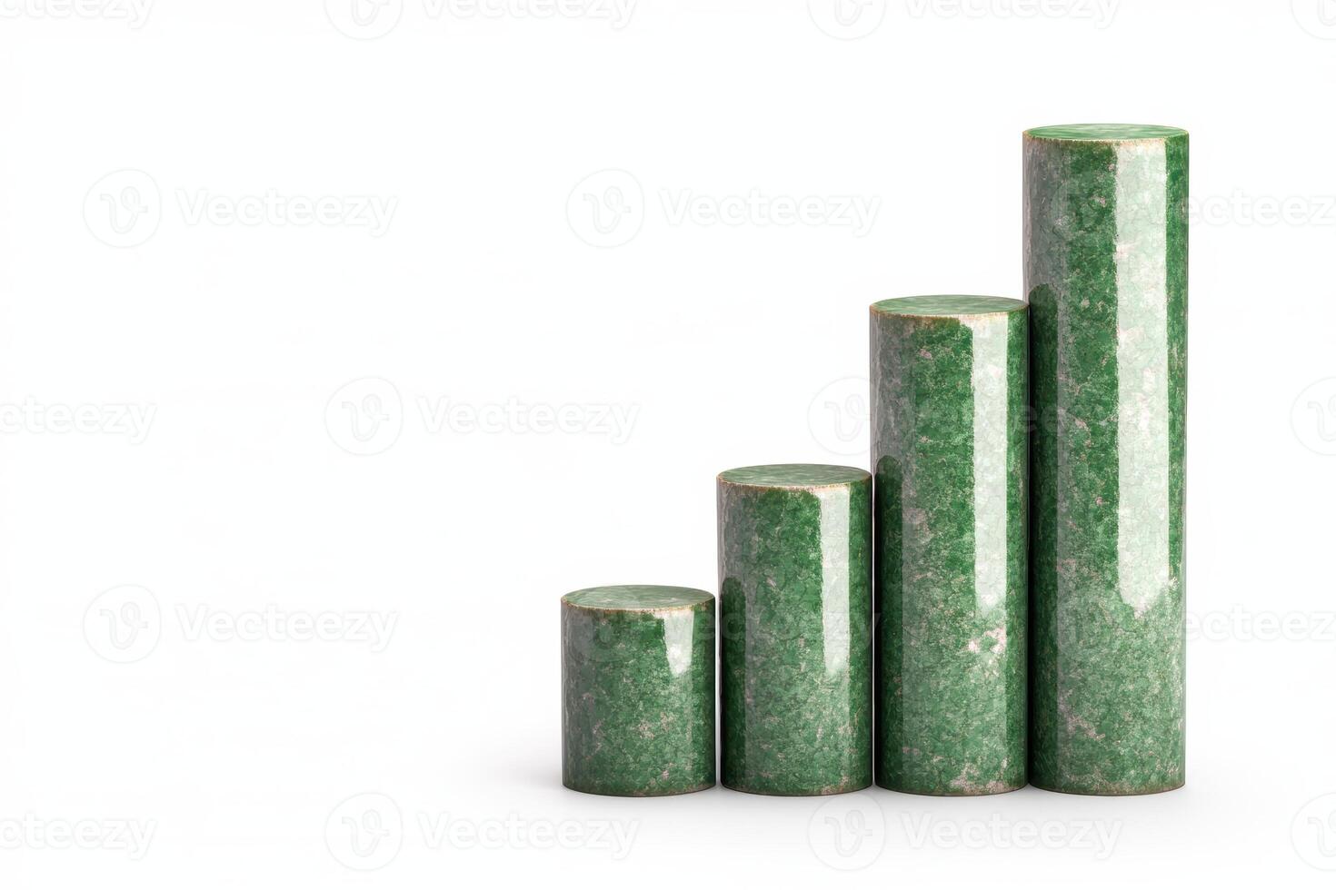 Green cylinders arranged to look like a bar graph photo