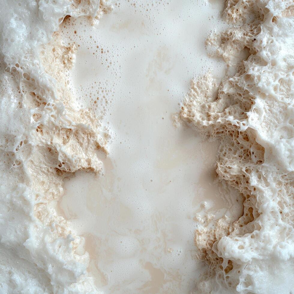 Close up of frothy liquid with bubbles and texture, creating an abstract and organic pattern photo