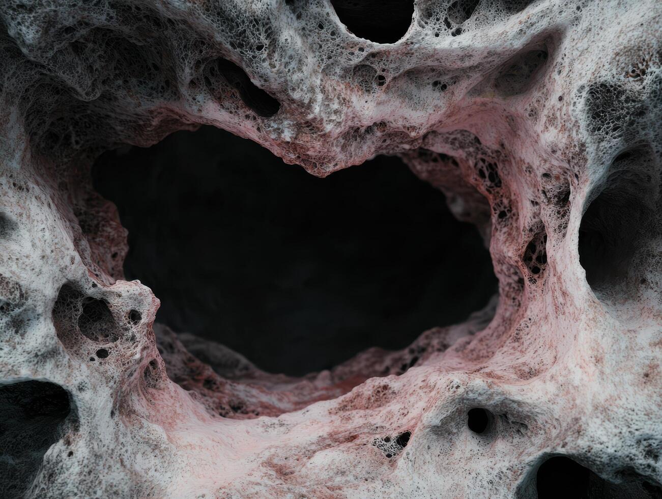 Abstract porous rock formation with a dark hole photo