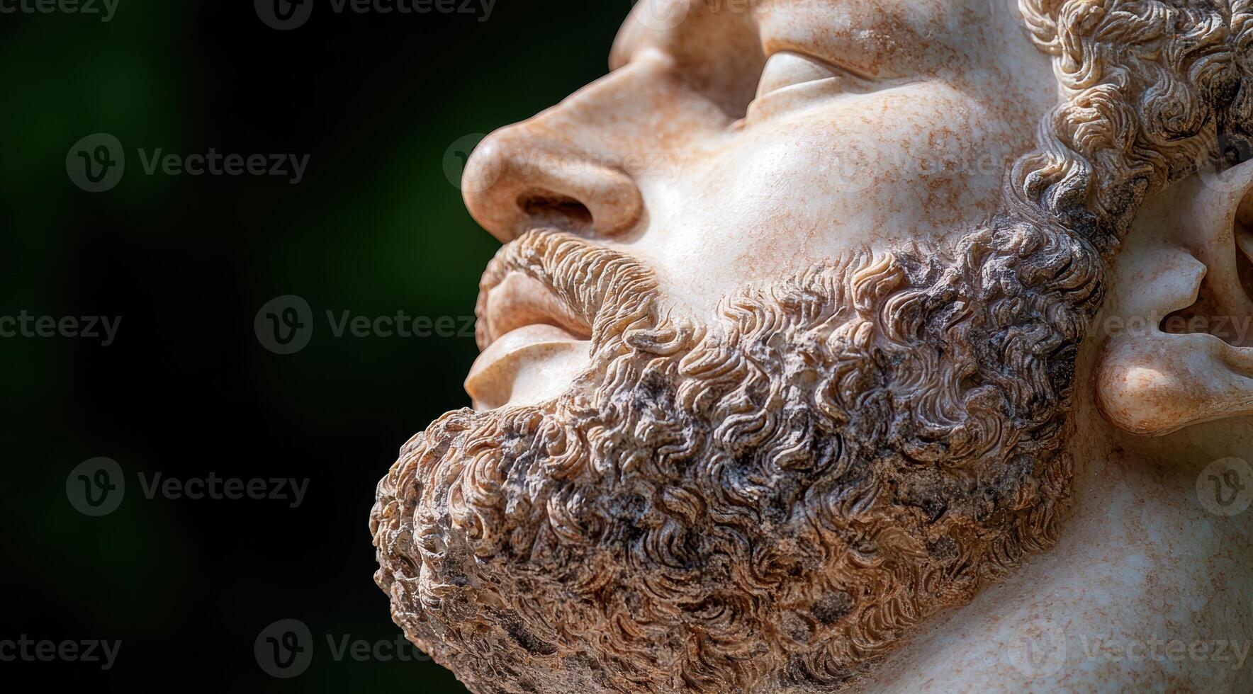 Close up of a marble statue of a man with a beard photo