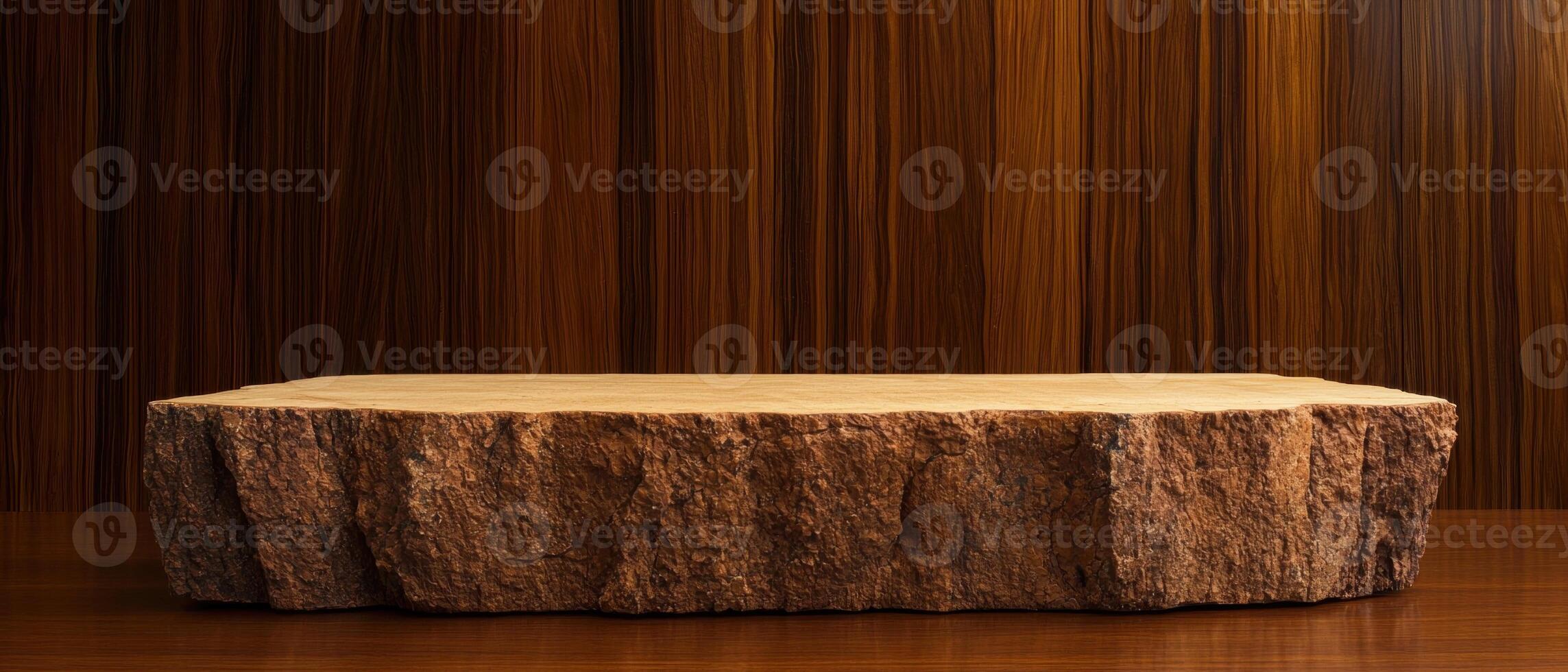 Wooden table top platform for product display photo