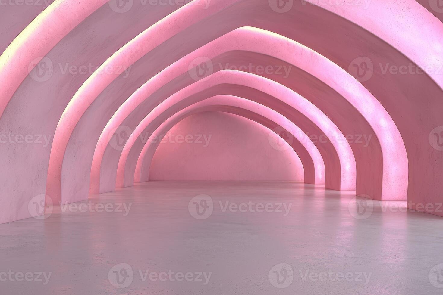 Pink arched hallway with soft lighting photo