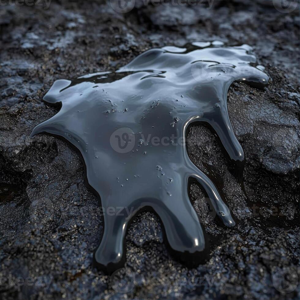 A puddle of crude oil on a textured surface photo
