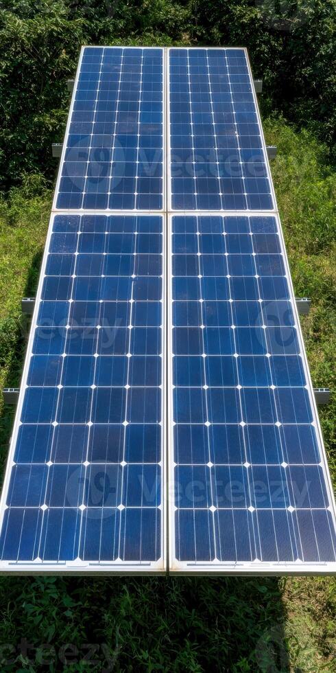 solar panels in green nature photo