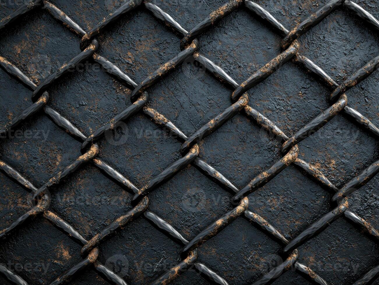 Close up of a rusty metal chain link fence photo