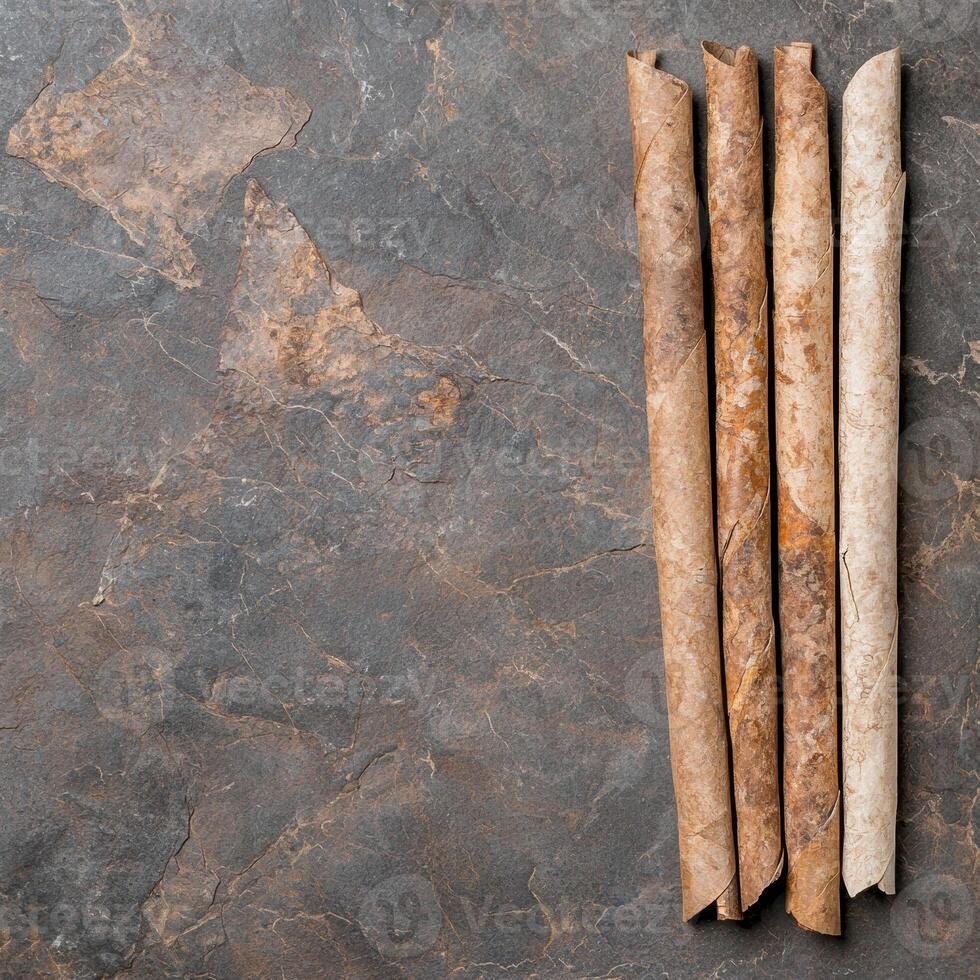 Four blunt wraps on a stone surface photo