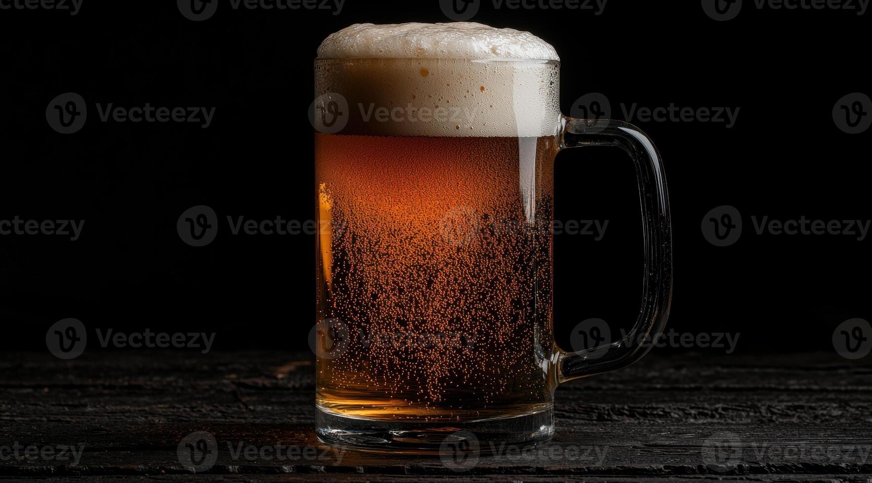 A refreshing beer mug with frothy head photo