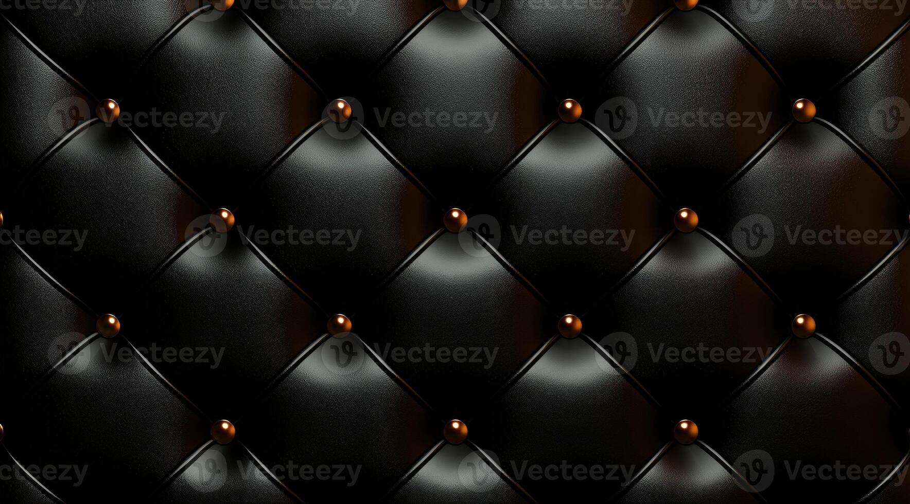 Elegant black leather upholstery with diamond pattern and buttons photo