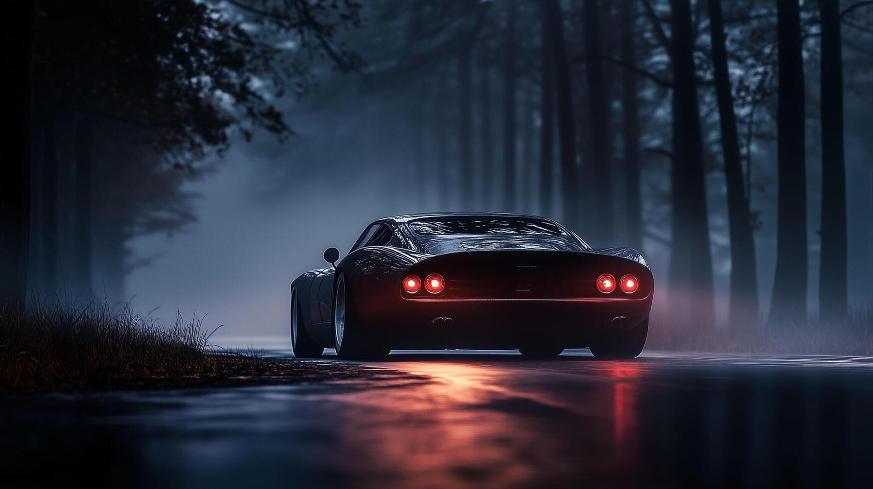 Drive in Night Forest photo