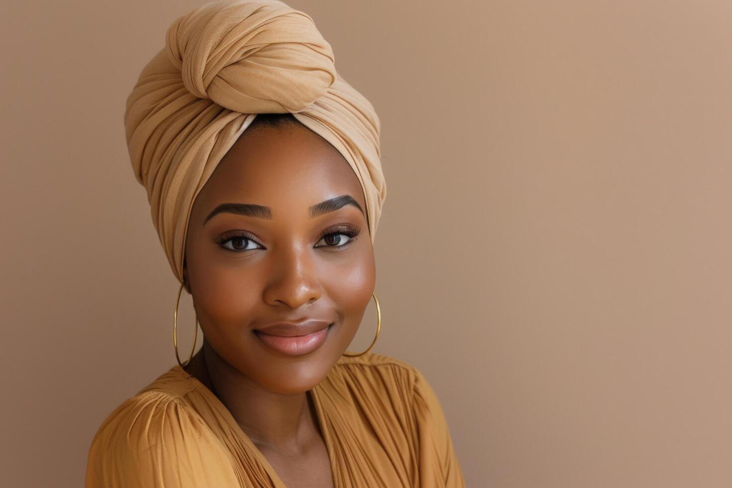 A beautiful young woman wearing a turban photo