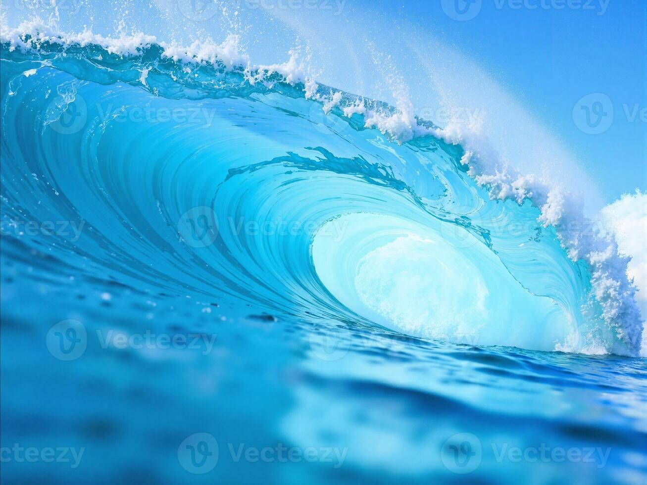 A large wave is breaking on the ocean photo