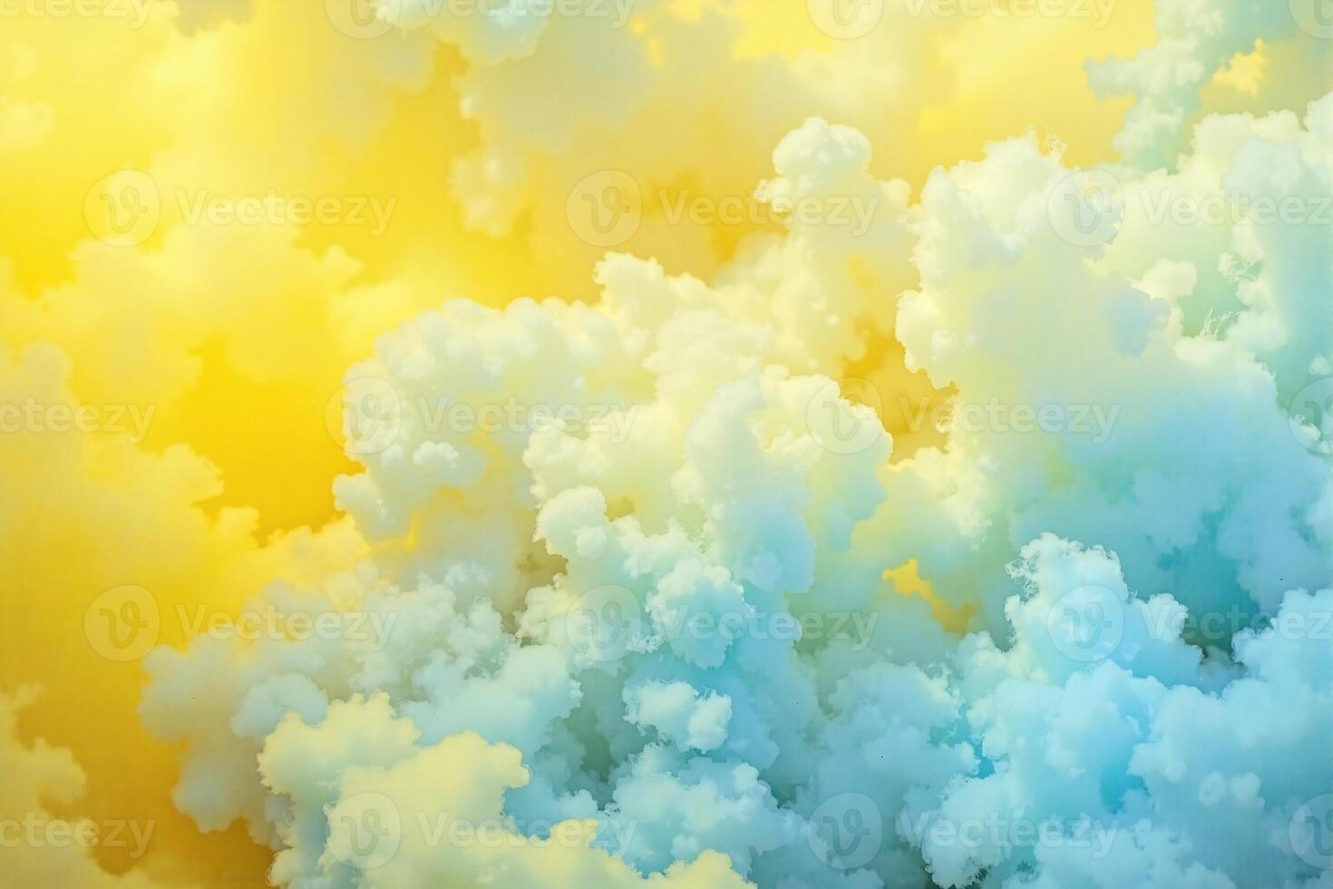 Clouds in the sky with a yellow and blue background photo