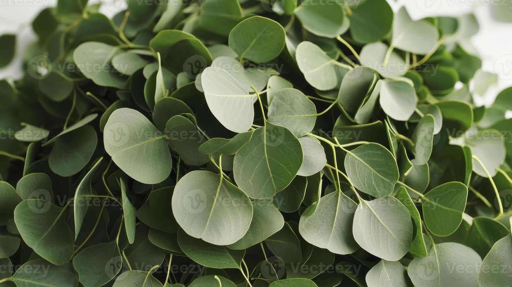 Close Up of Eucalyptus Leaves Pile Green Foliage Texture photo