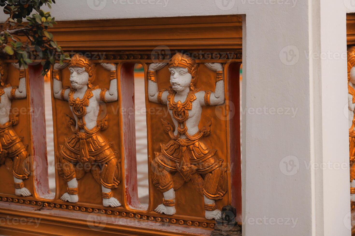 The stunningly vibrant traditional architecture showcases ornate statues and intricate designs photo