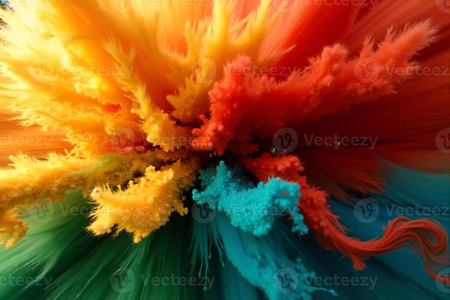 Colorful ink is being blown into the air photo