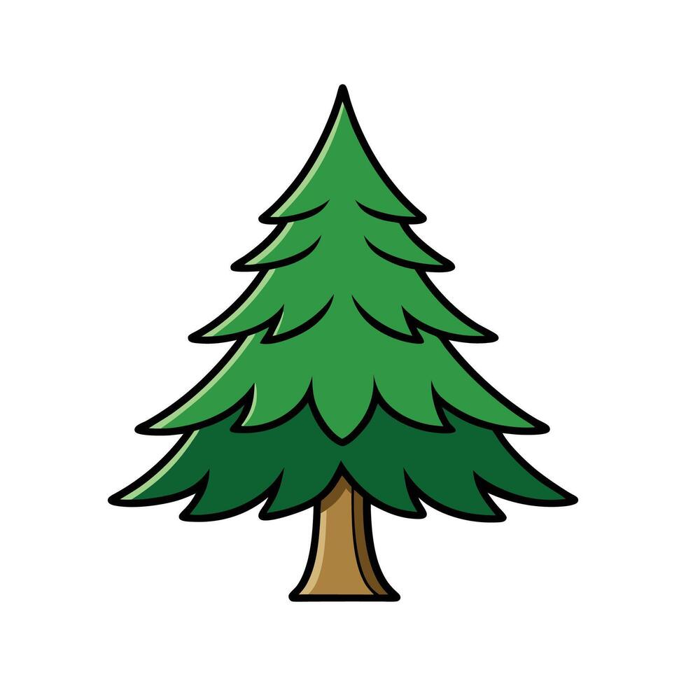 Distinct Eastern White Pine Tree Outline Art. Cartoon Art Tree Illustration. vector