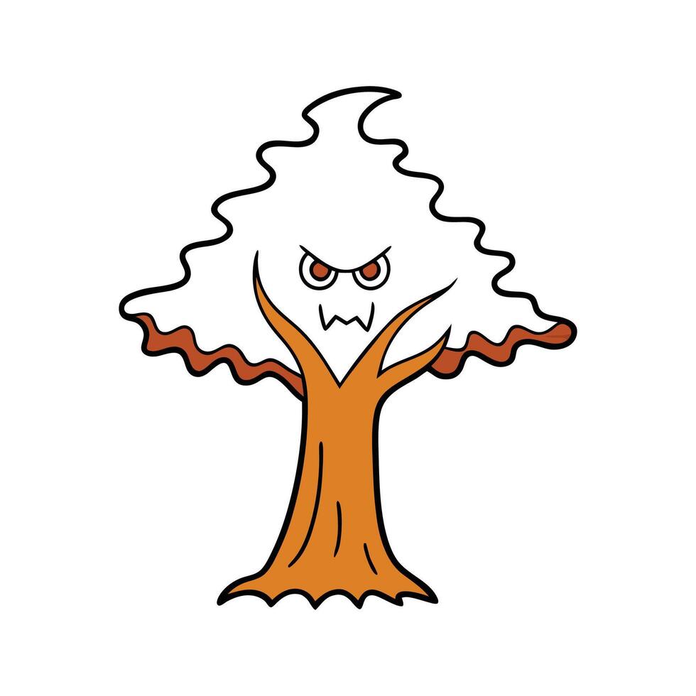 Distinct Ghost Gum Tree Outline Art. Cartoon Art Tree Illustration. vector