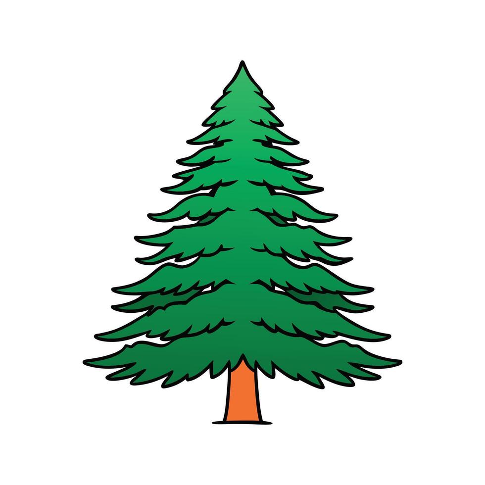 Creative Himalayan Cedar Tree Outline Artwork. Cartoon Art Tree Illustration. vector
