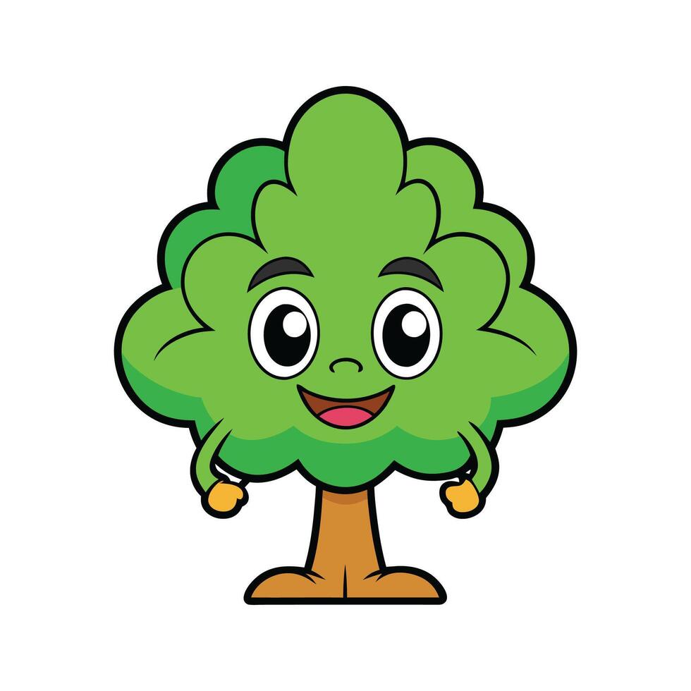 Stylish Indian Laurel Tree Outline Graphic. Cartoon Art Tree Illustration. vector