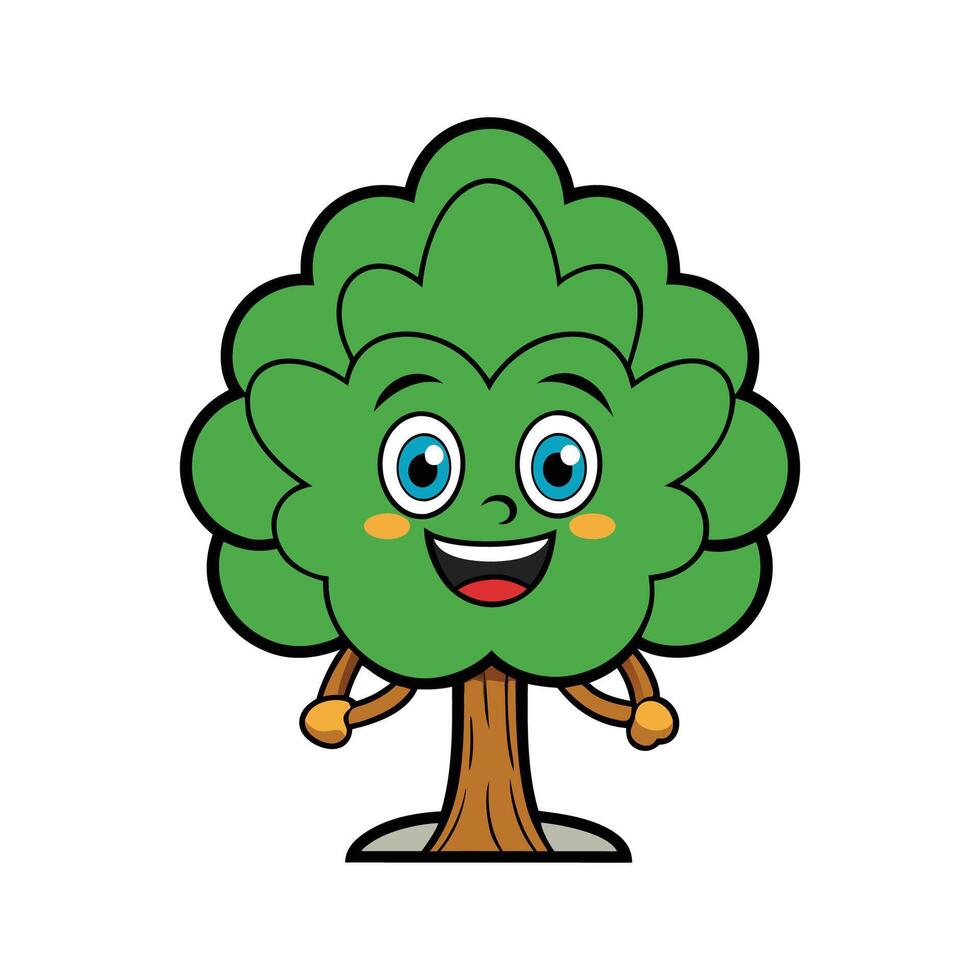 Distinct Indian Laurel Tree Outline Art. Cartoon Art Tree Illustration. vector
