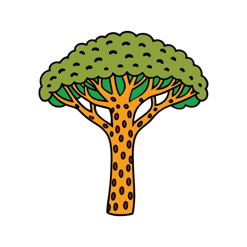 Creative Leopard Tree Outline Artwork. Cartoon Art Tree Illustration. vector