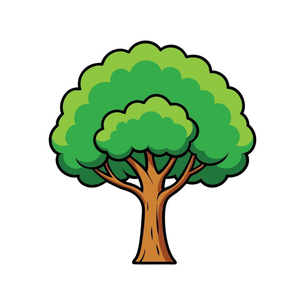 Distinct Pacific Madrone Tree Outline Art. Cartoon Art Tree Illustration. vector
