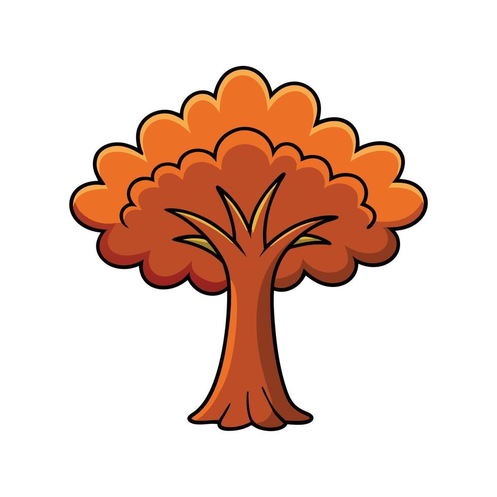 Distinct Indian Kino Wood Tree Outline Art. Cartoon Art Tree Illustration. vector