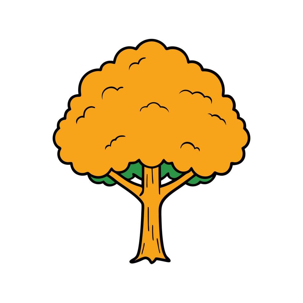 Distinct Tennessee Yellowwood Tree Outline Art. Cartoon Art Tree Illustration. vector