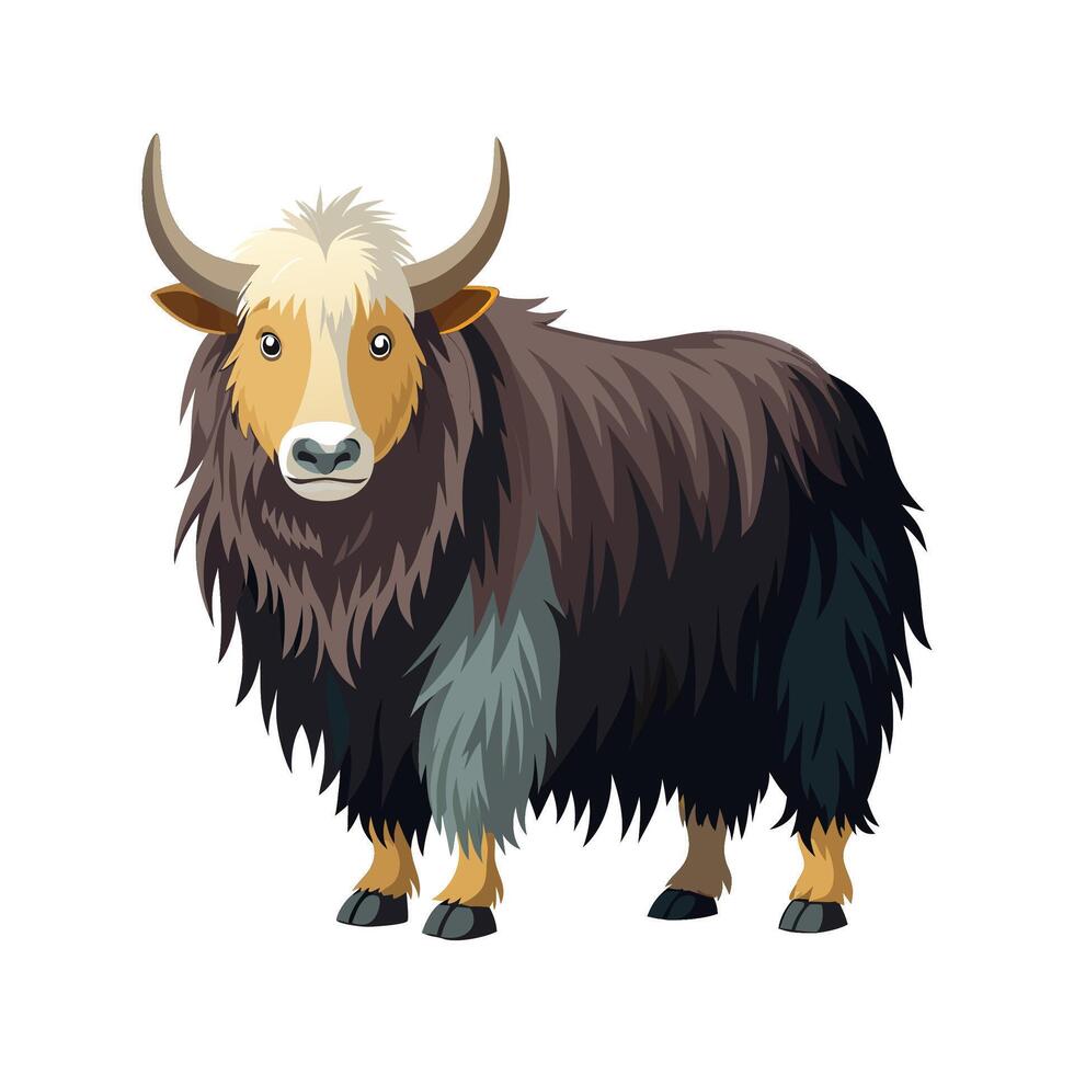 Charming Yak Realistic Color Illustration vector