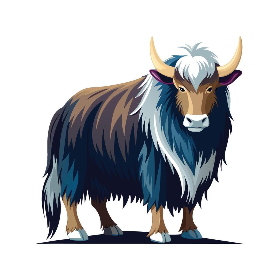Realistic Yak Color Illustration on White Background vector