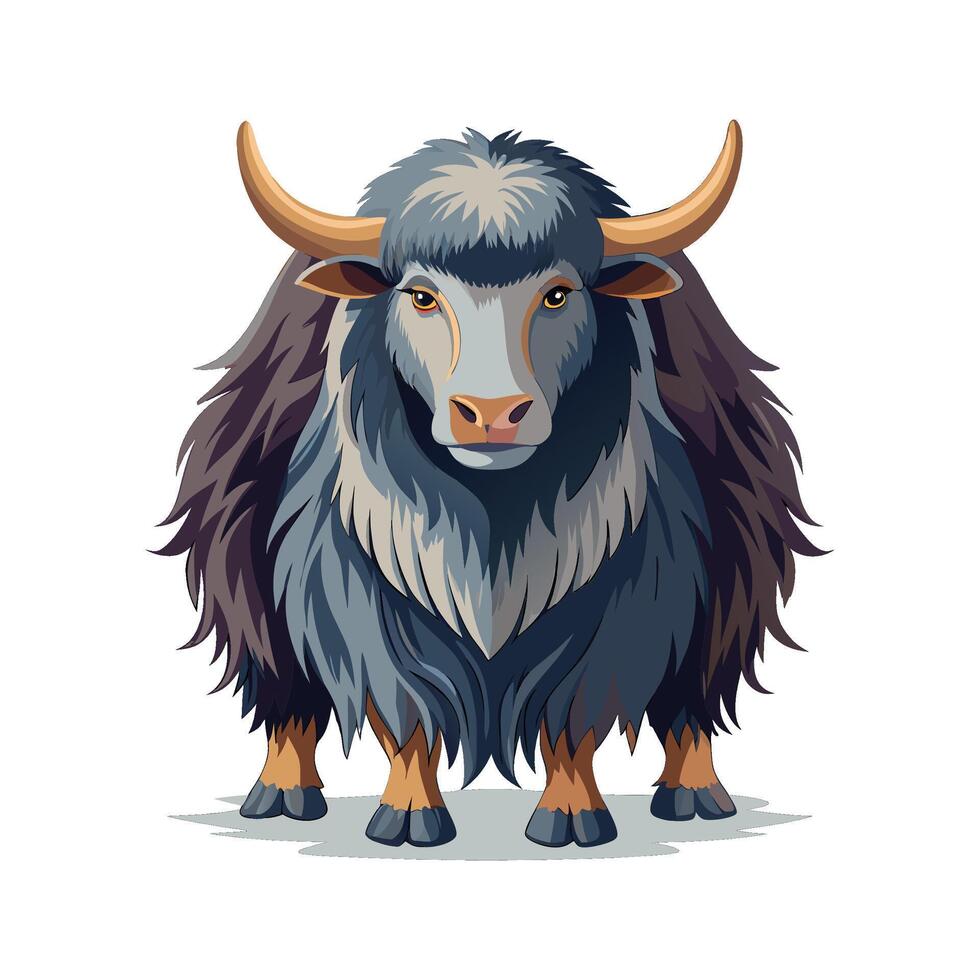 Beautiful Yak Realistic Color Illustration Design vector
