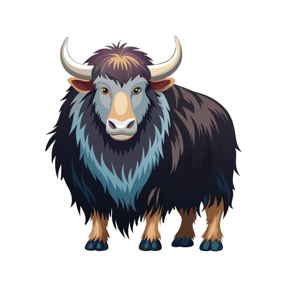 Artistic Yak Realistic Color Illustration Design vector
