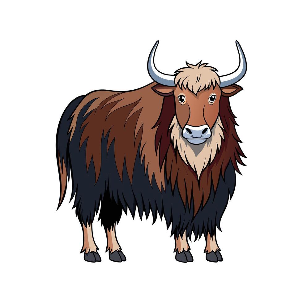 Artistic Yak Outline Color Illustration Design vector