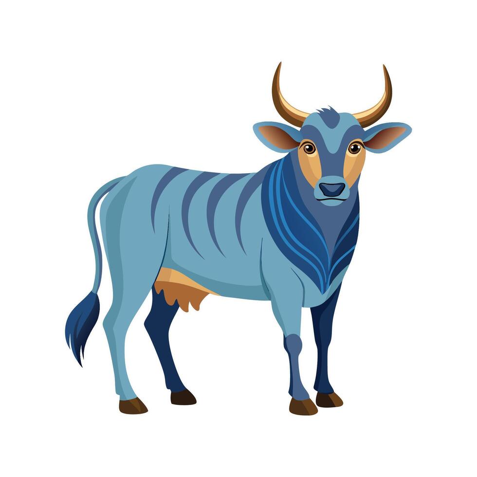 Detailed Zebu Realistic Color Illustration Design vector