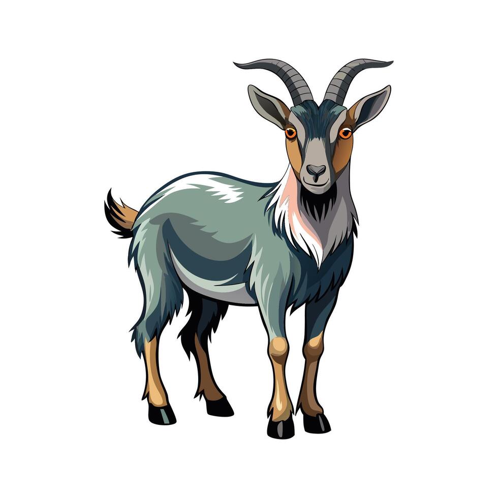 Realistic Alpine Goat Illustration Vibrant Colors vector