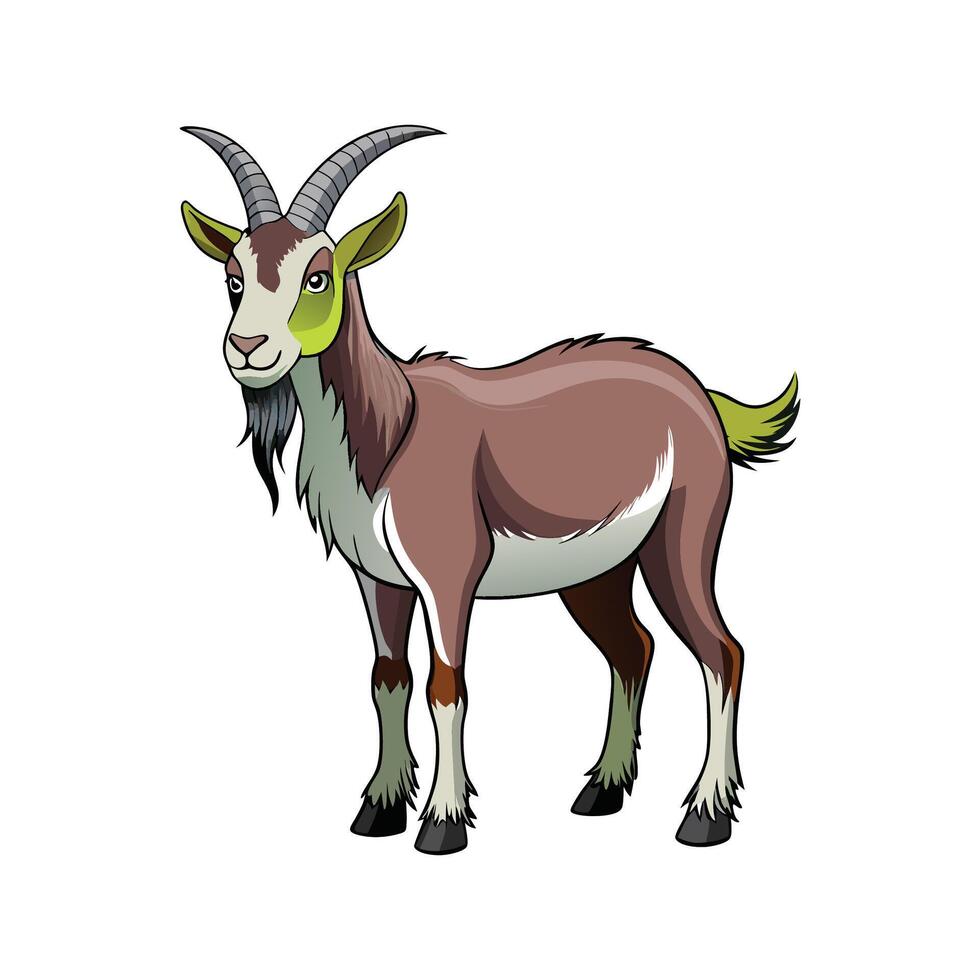 Vivid Alpine Goat Color Illustration with Outline vector