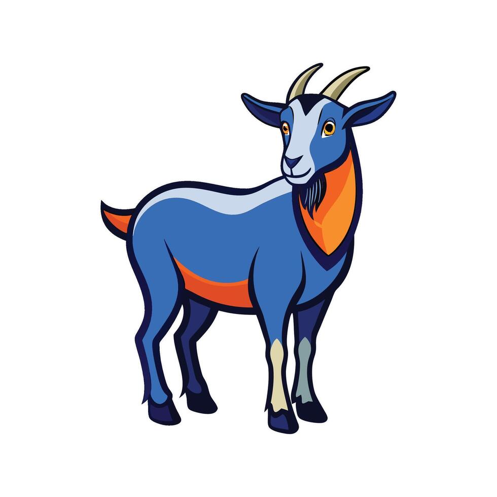 Charming Realistic Alpine Goat Illustration with Outline vector