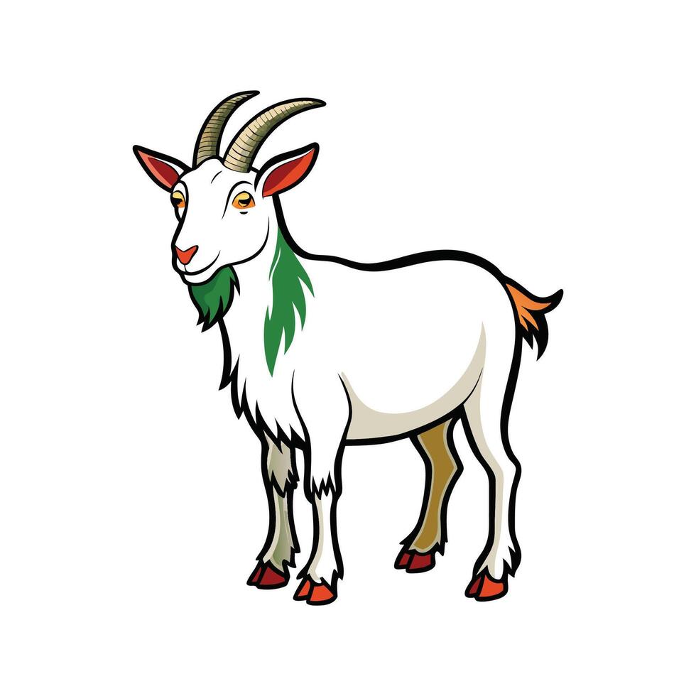 Realistic Alpine Goat Illustration with Clear Outline vector