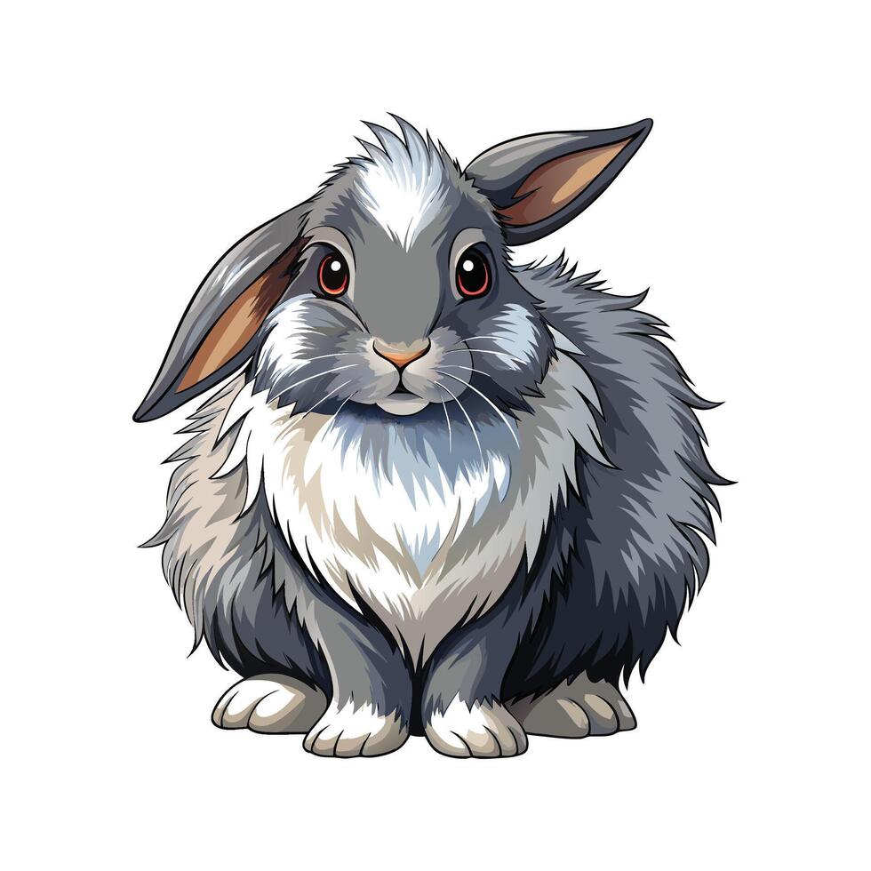 Charming American Fuzzy Lop Rabbit Realistic Illustration vector