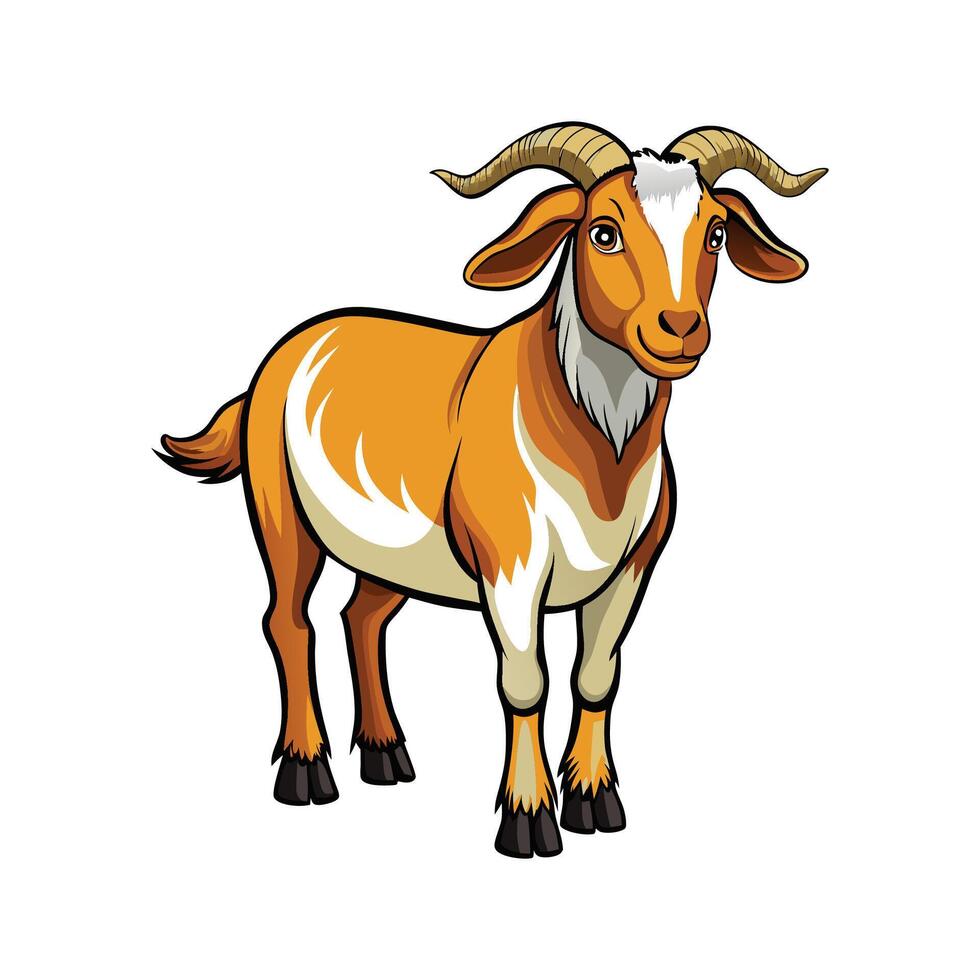 Charming Boer Goat Realistic Illustration with Outline vector