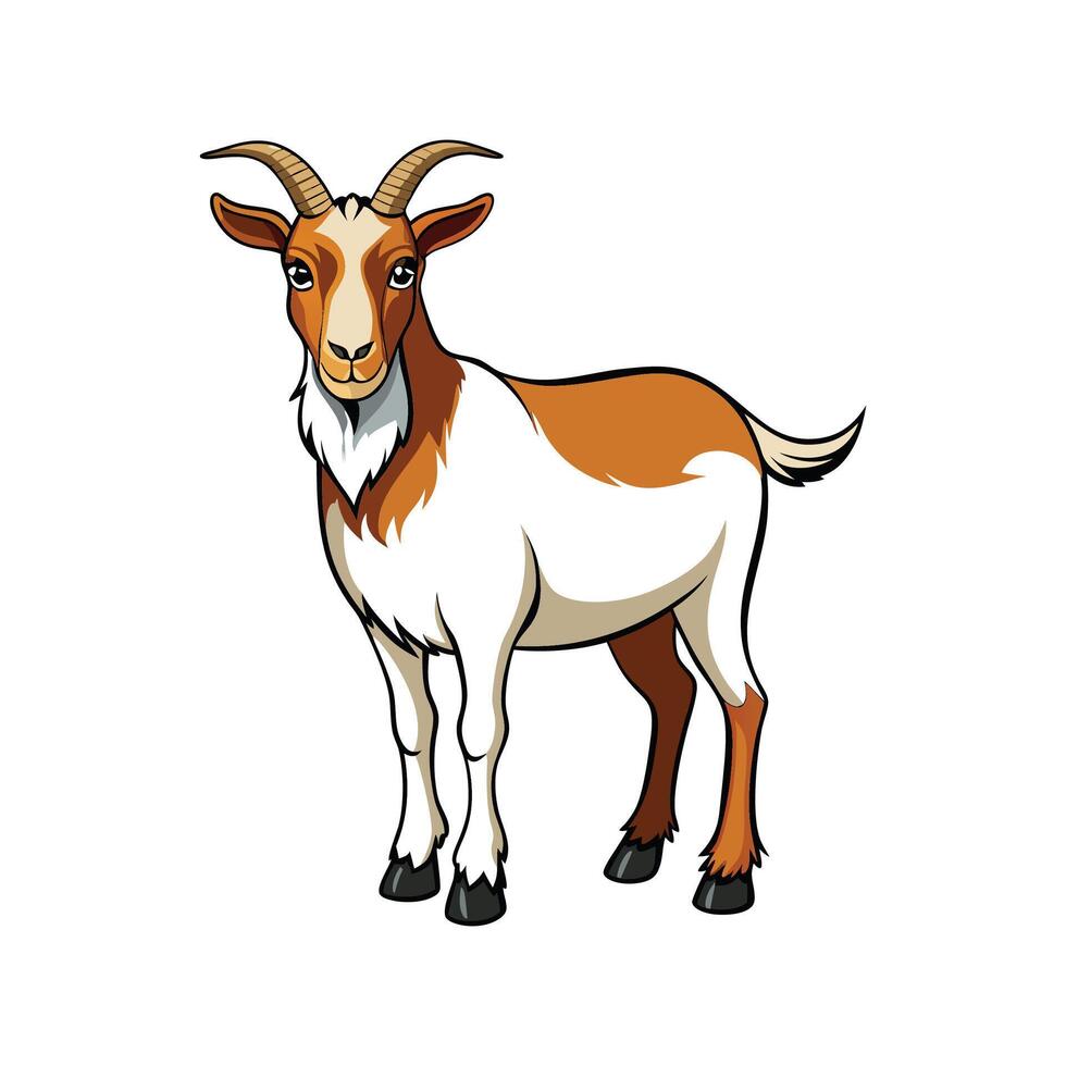 Stunning Boer Goat Realistic Color Illustration with Outline vector