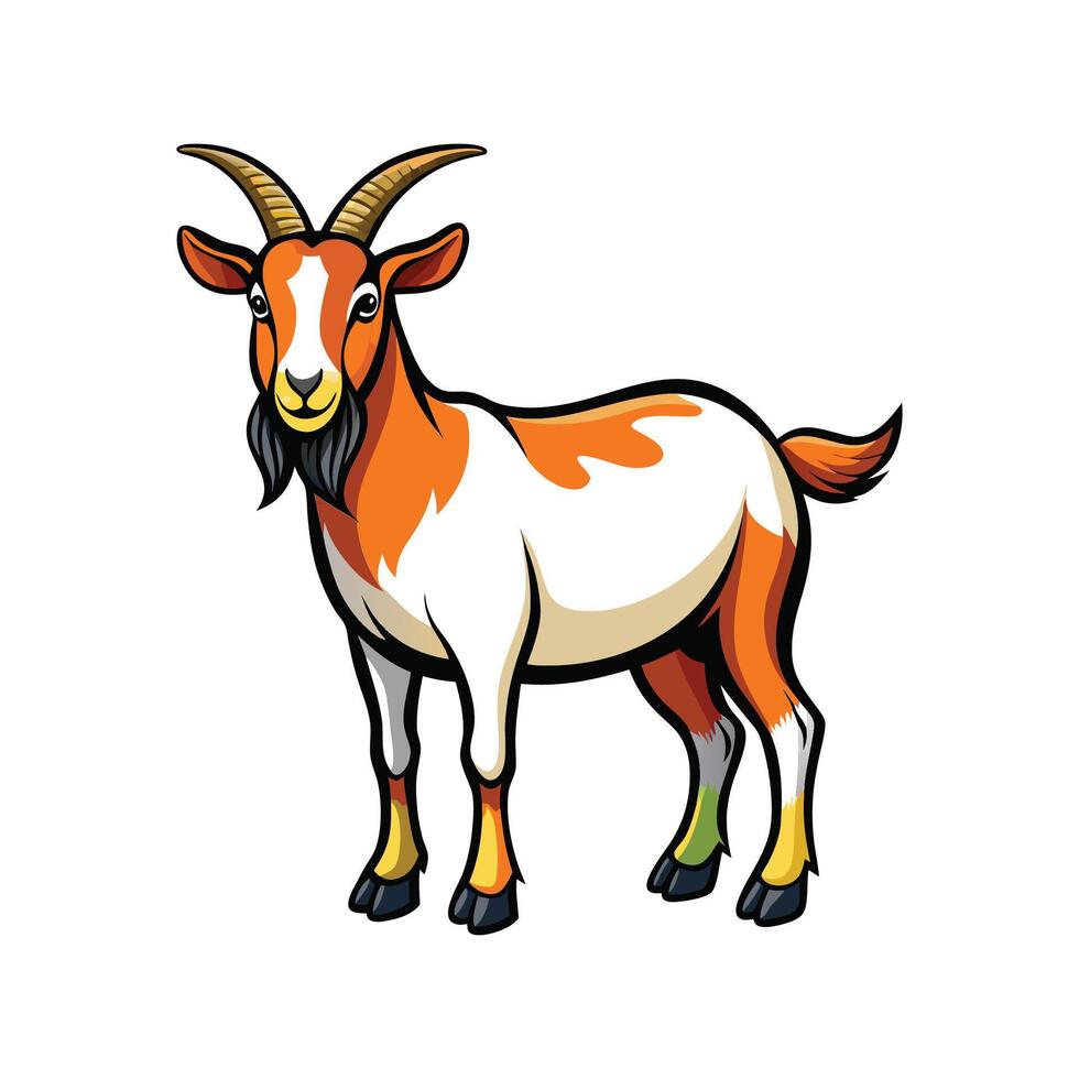 Vibrant Boer Goat Color Illustration with Outline vector