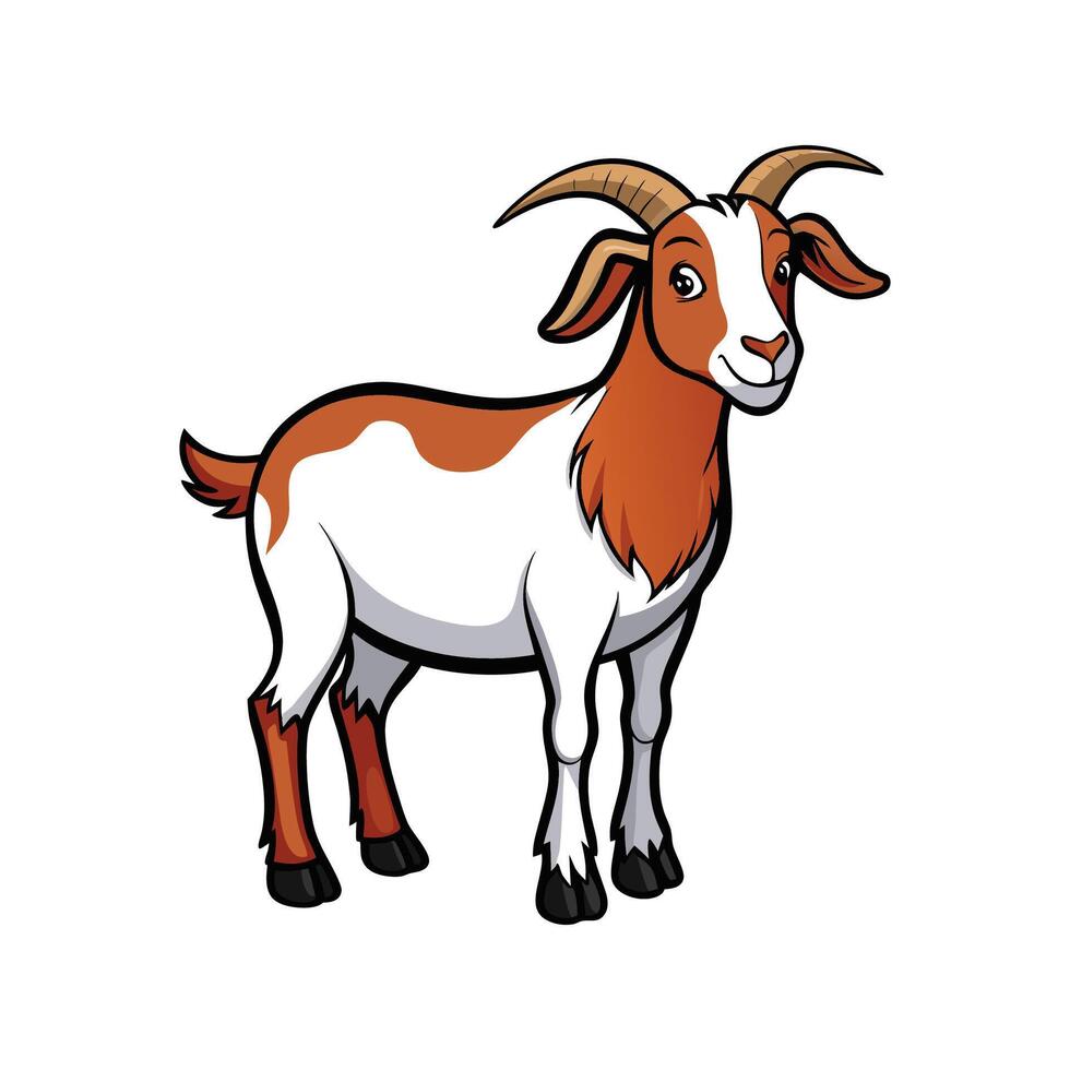 Lifelike Boer Goat Color Illustration with Outline vector
