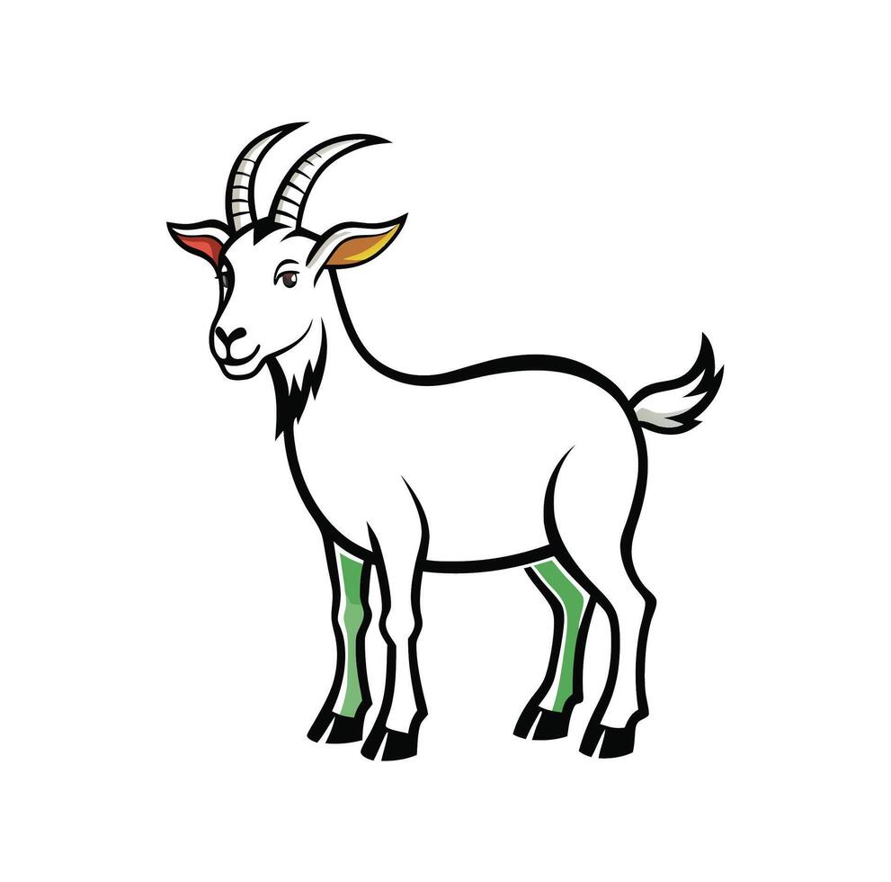 Vivid Bold Outline Goat Illustration on White vector